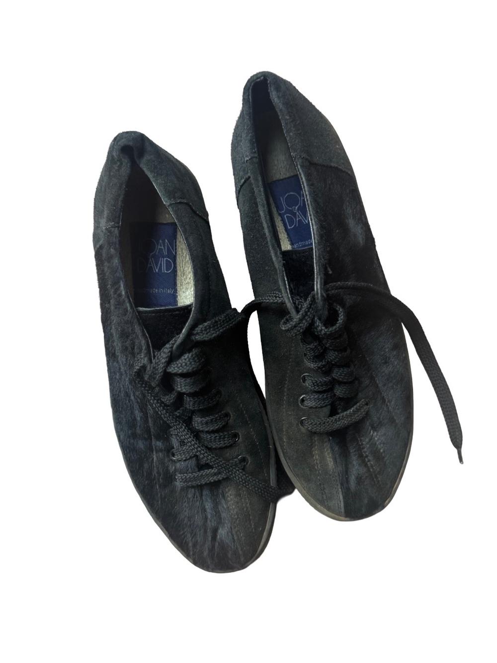Joan & David Black Leather 1/2 & 1/2 hair Lace-Up Sneakers
